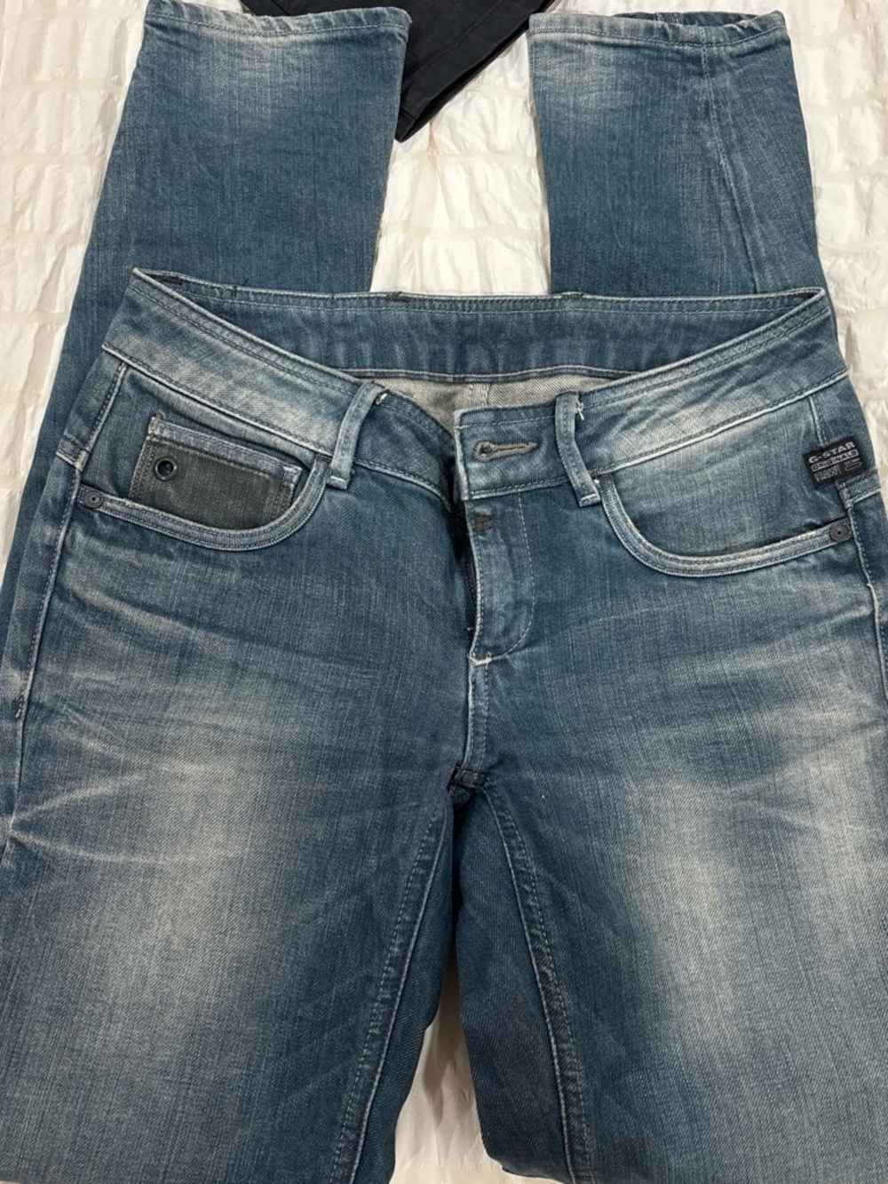 Faded Blue Denim Jeans - Classic Straight Fit